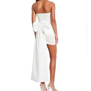 Rouched White Strapless Dress
